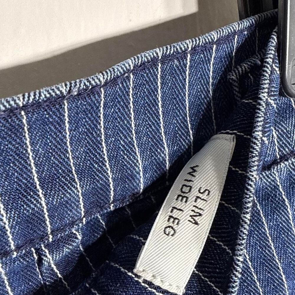 J Crew Vintage Denim Pinstripe slim wide leg trousers button closure size 24 - Picture 6 of 12